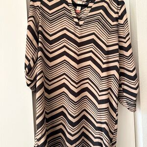 No Boundaries Black and Tan Chevron Blouse
